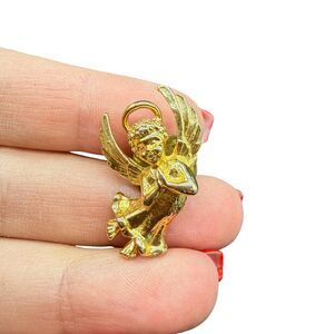 Vintage Jewelry Gold Tone Angel Cherub Brooch Pin